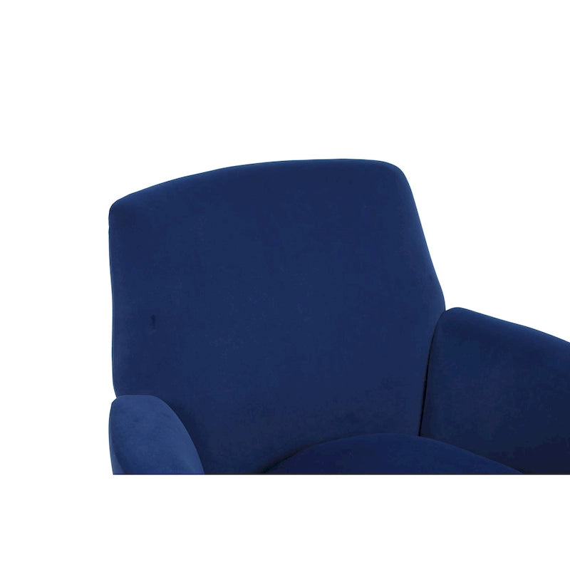 Drehbarer Sessel in Fassform mit marineblauem Bezug und Eisengestell