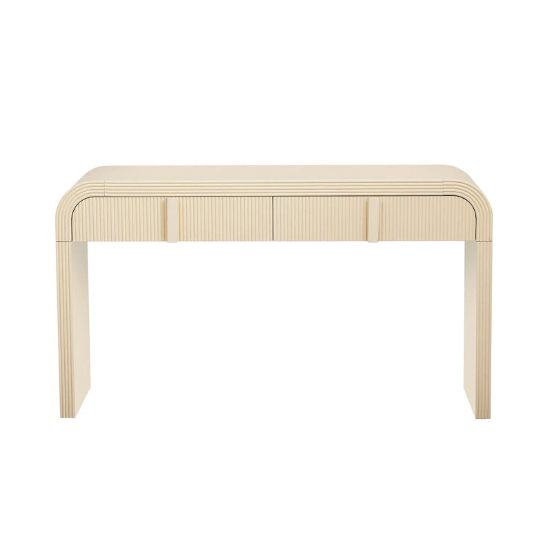 Rounded Console Table with Two Grooved Drawers