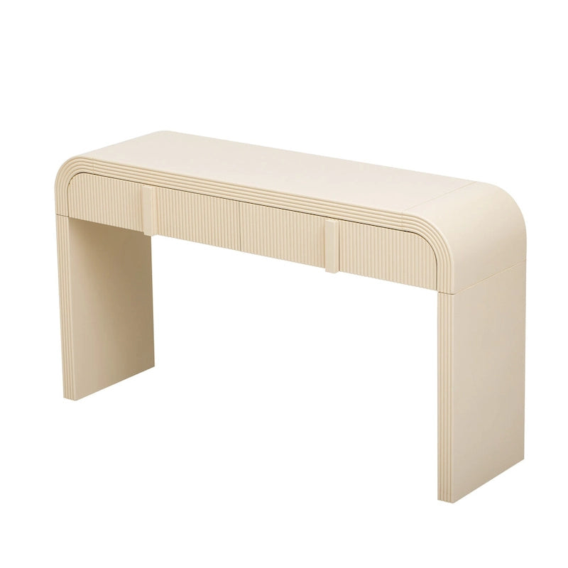 Rounded Console Table with Two Grooved Drawers