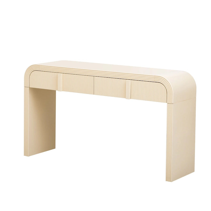 Rounded Console Table with Two Grooved Drawers