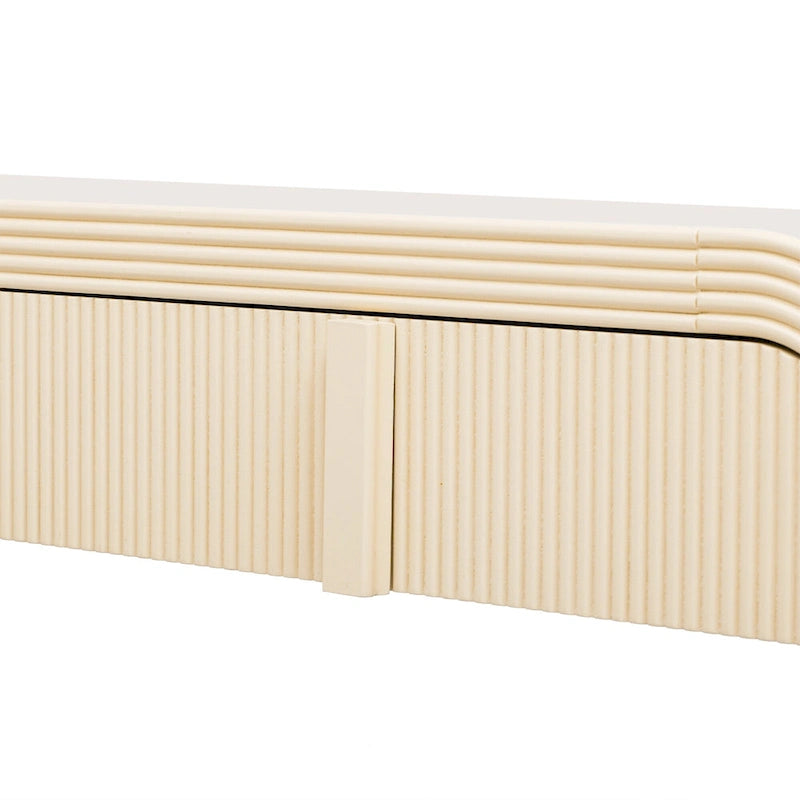 Rounded Console Table with Two Grooved Drawers