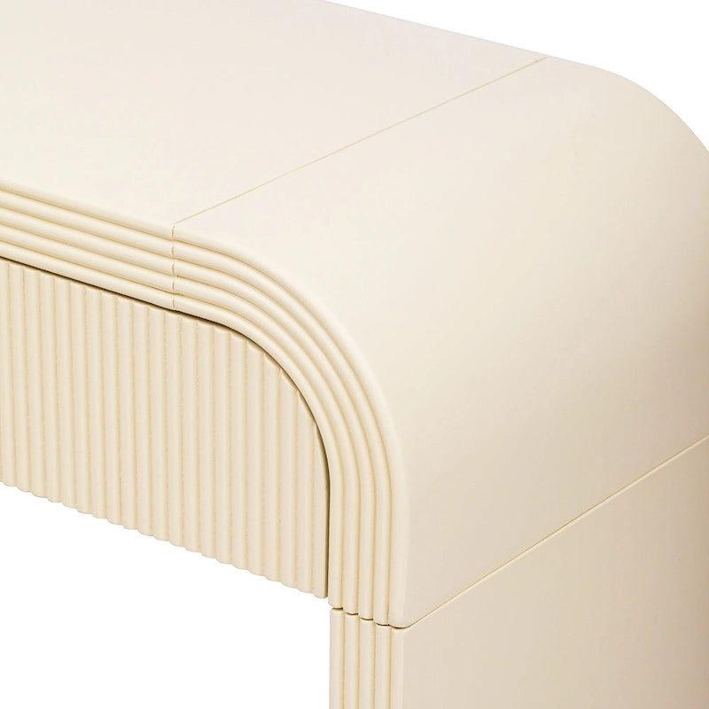Rounded Console Table with Two Grooved Drawers