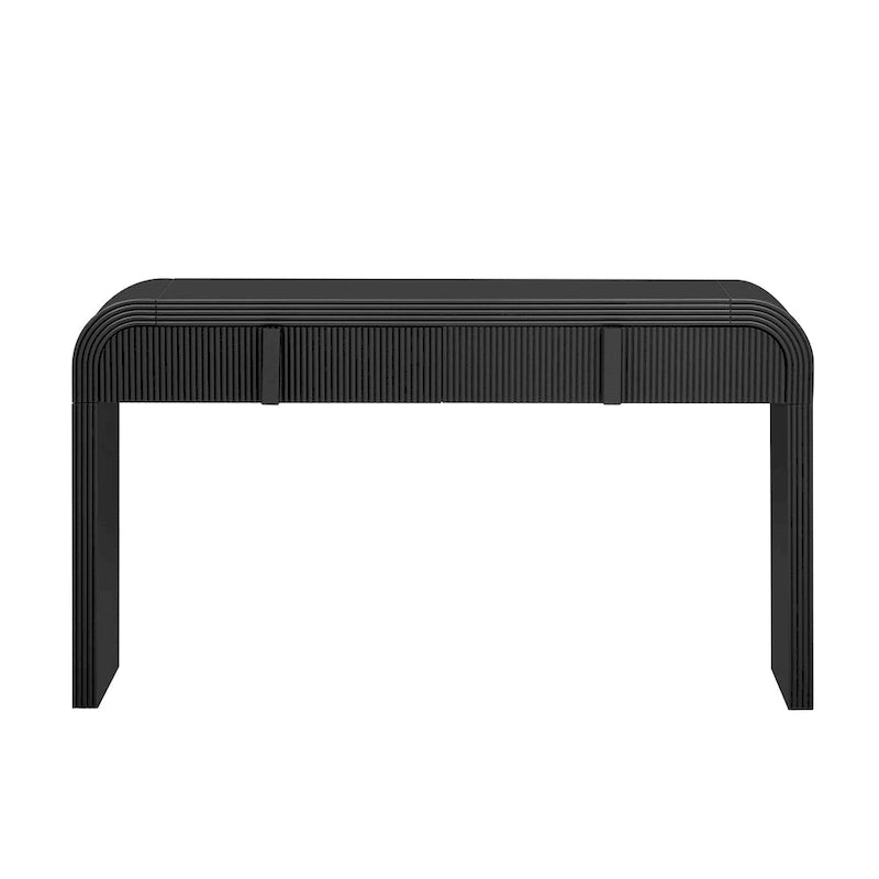 Rounded Console Table with Two Grooved Drawers