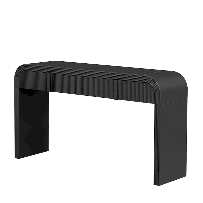 Rounded Console Table with Two Grooved Drawers