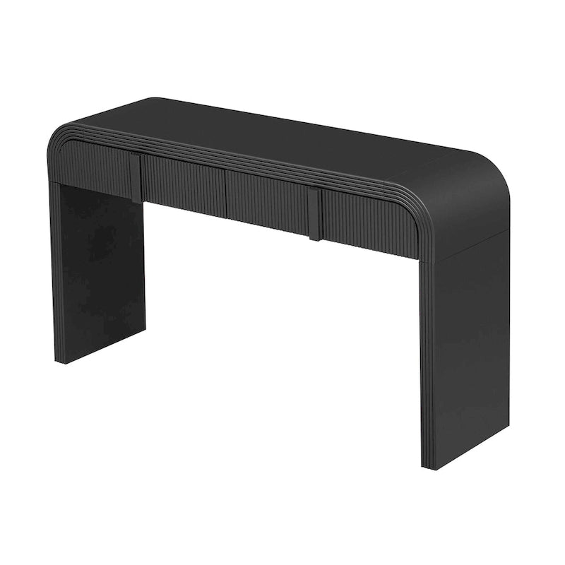 Rounded Console Table with Two Grooved Drawers