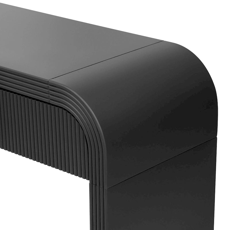 Rounded Console Table with Two Grooved Drawers