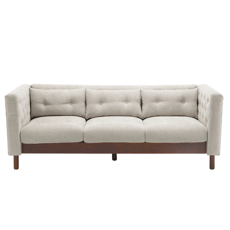 Modern Tufted 3-Seat Sofa with Polyester Upholstery