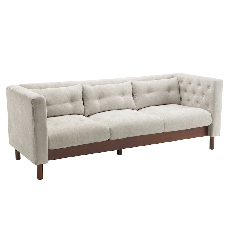 Modern Tufted 3-Seat Sofa with Polyester Upholstery