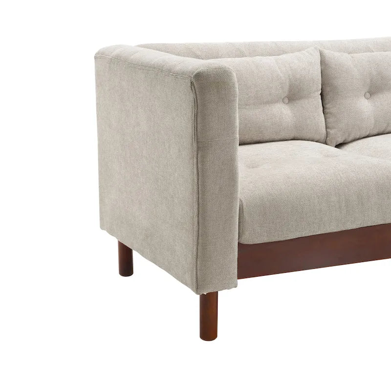Modern Tufted 3-Seat Sofa with Polyester Upholstery