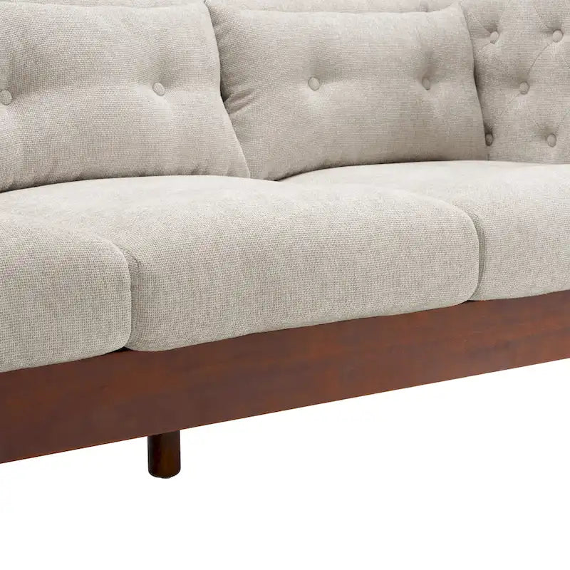 Modern Tufted 3-Seat Sofa with Polyester Upholstery