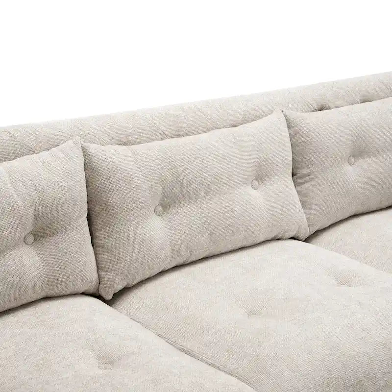 Modern Tufted 3-Seat Sofa with Polyester Upholstery