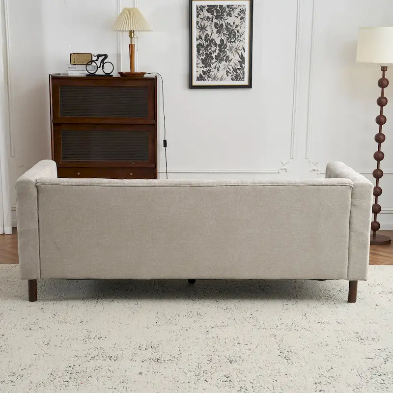 Modern Tufted 3-Seat Sofa with Polyester Upholstery