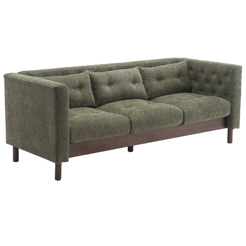 Modern Tufted 3-Seat Sofa with Polyester Upholstery