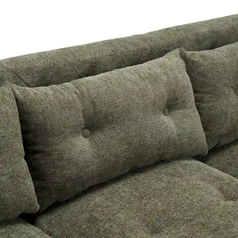 Modern Tufted 3-Seat Sofa with Polyester Upholstery