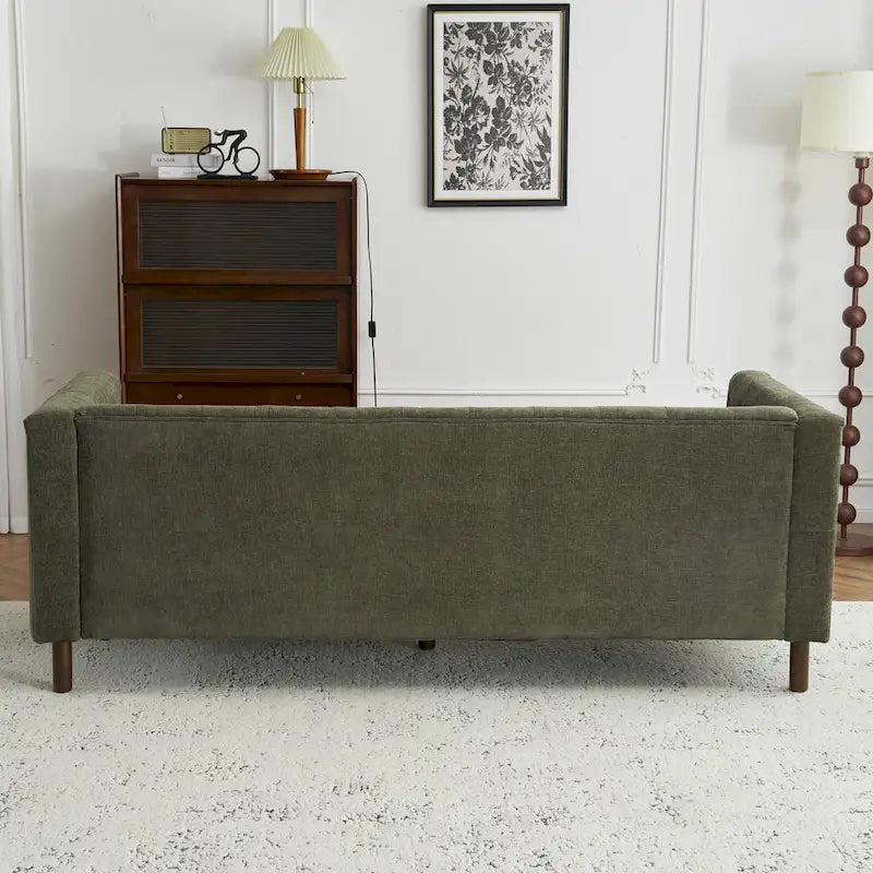Modern Tufted 3-Seat Sofa with Polyester Upholstery