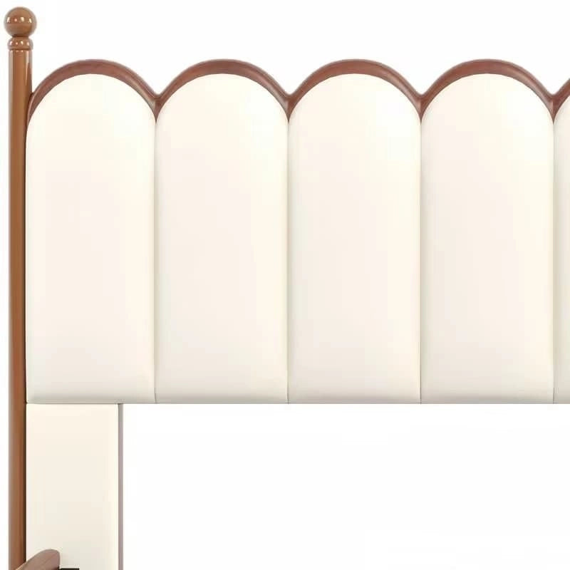 PU Leather Upholstered Platform Bed with Padded Headboard