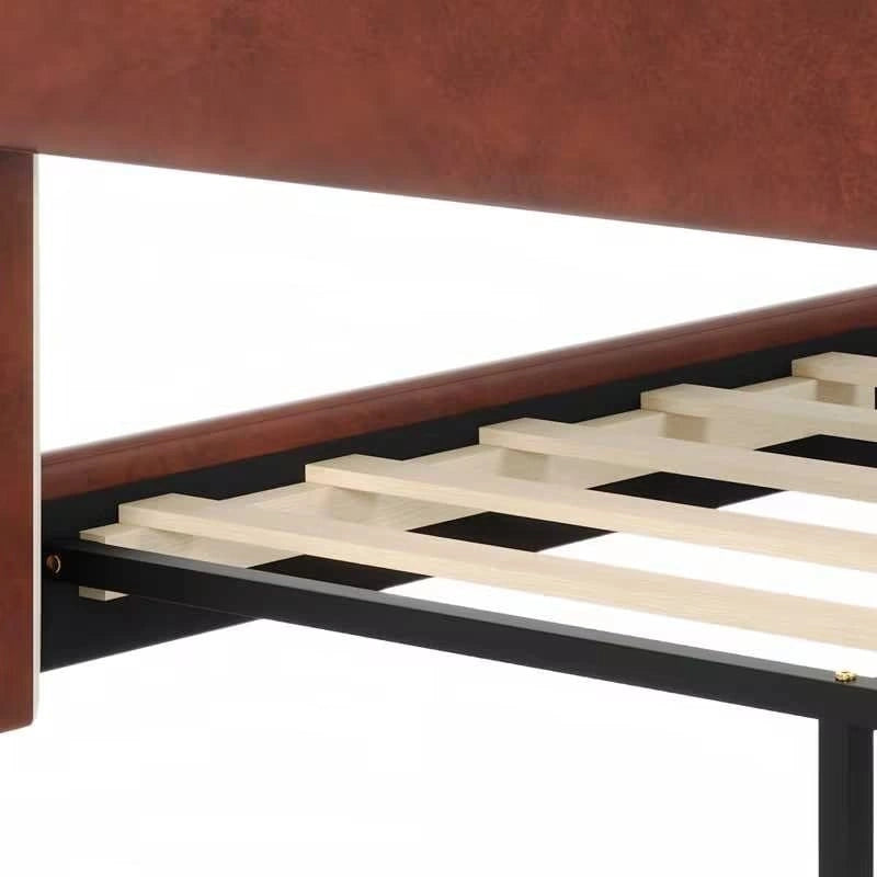 PU Leather Upholstered Platform Bed with Padded Headboard