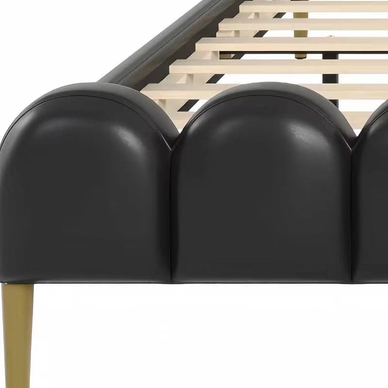 PU Leather Upholstered Platform Bed with Padded Headboard