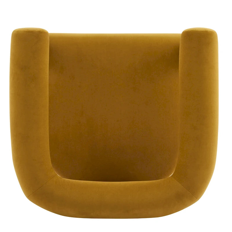 Velvet Round-Arm Accent Chair with Three Birch Legs