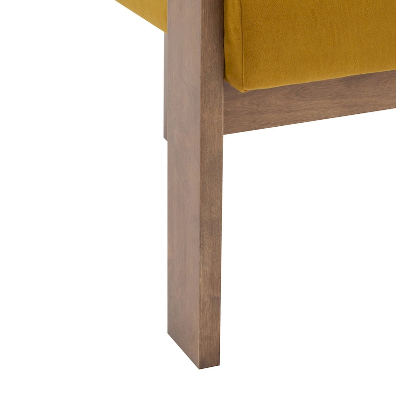 Velvet Round-Arm Accent Chair with Three Birch Legs