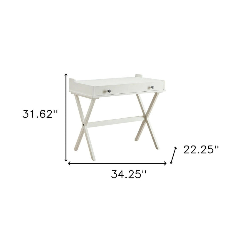 34-Inch Antiqued White Flip-Top Writing Desk