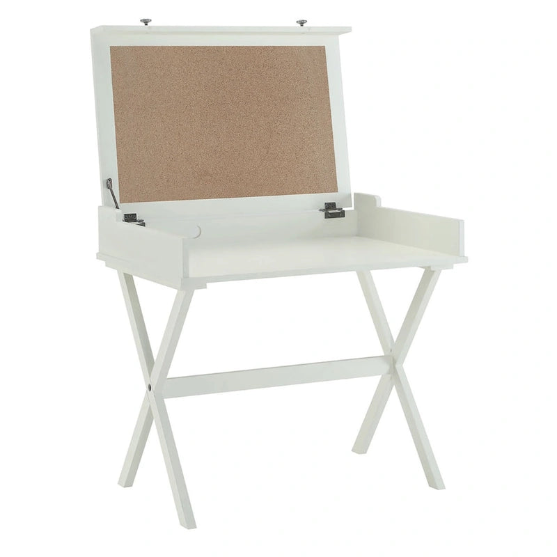 34-Inch Antiqued White Flip-Top Writing Desk