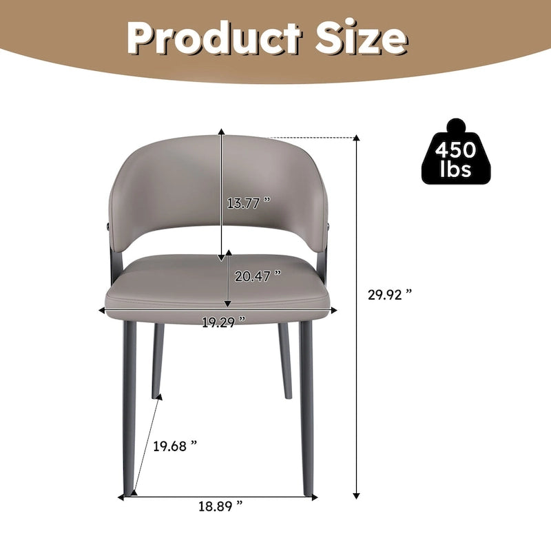 PU Leather Dining Armchairs with Metal Legs, Set of 2