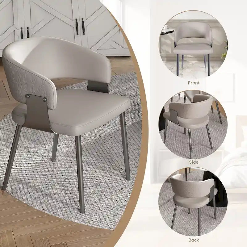 PU Leather Dining Armchairs with Metal Legs, Set of 2
