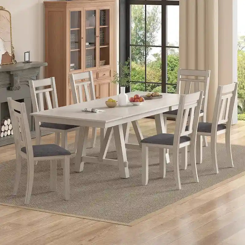 Solid Wood Dining Chairs with Upholstered Seats, Set of 2