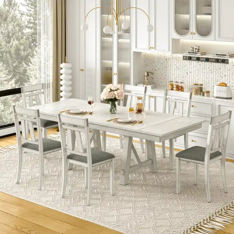 Solid Wood Dining Chairs with Upholstered Seats, Set of 2