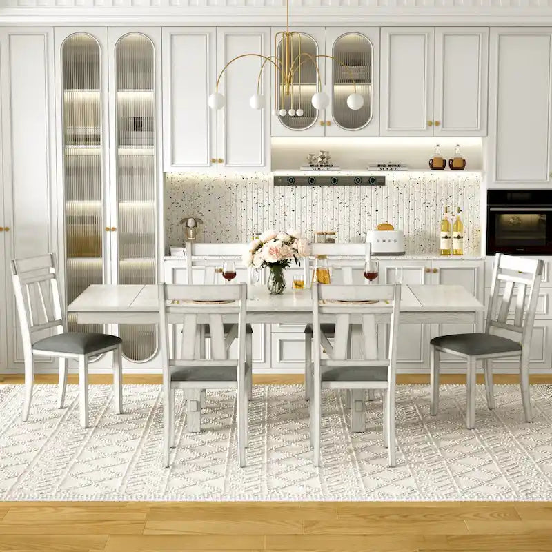 Solid Wood Dining Chairs with Upholstered Seats, Set of 2