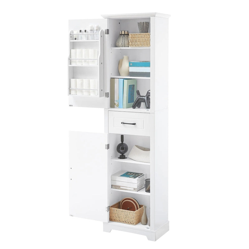 Tall Freestanding Bathroom Cabinet with Door Shelves