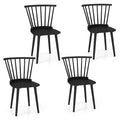 Windsor-Style Wooden Dining Chairs with Spindle Backs, Set of 4