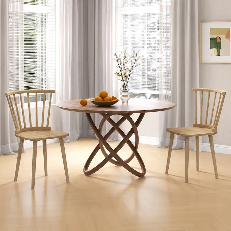 Windsor-Style Wooden Dining Chairs with Spindle Backs, Set of 4