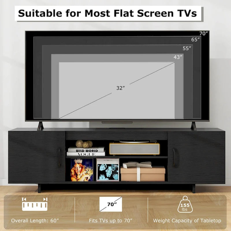 60-Inch TV Stand for Up to 70-Inch TVs with Power Outlets
