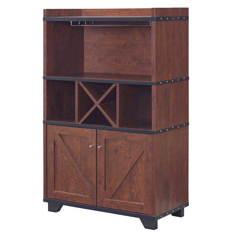 Farmhouse Wine Cabinet Buffet with Bottle and Glass Storage
