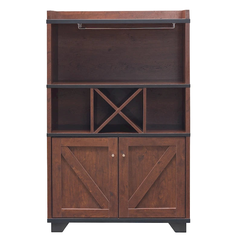Farmhouse Wine Cabinet Buffet with Bottle and Glass Storage