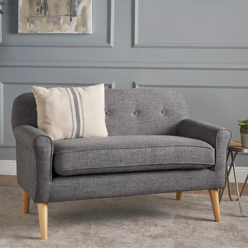 Mid-Century Tufted Fabric Loveseat