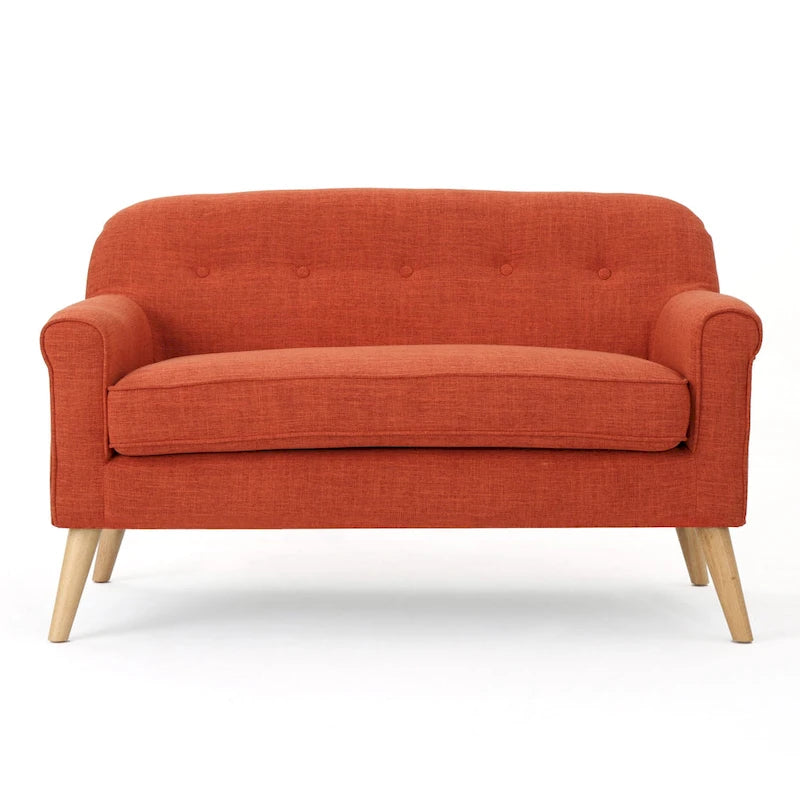 Mid-Century Tufted Fabric Loveseat