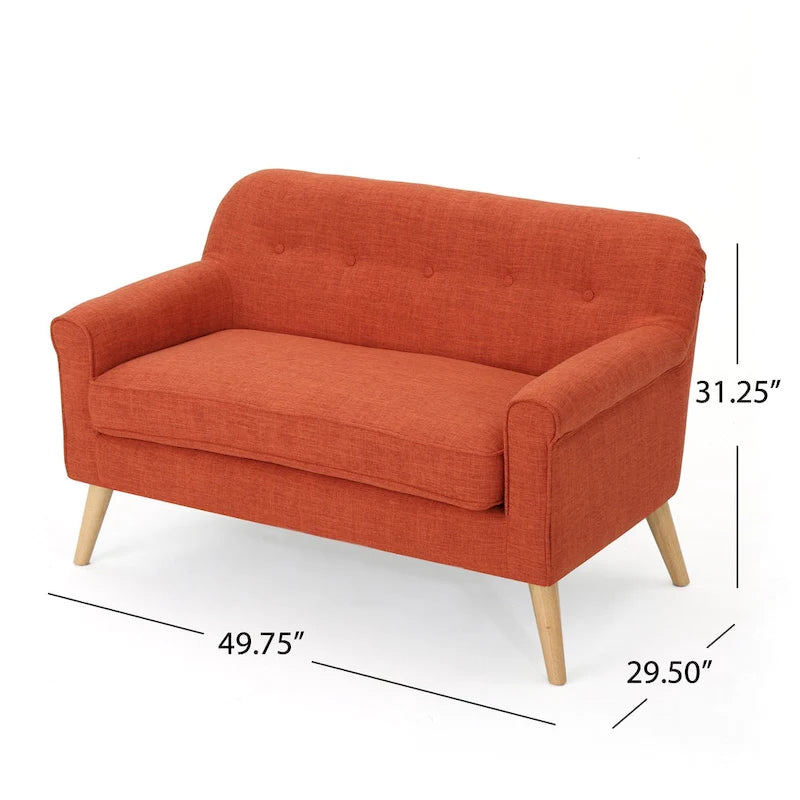 Mid-Century Tufted Fabric Loveseat