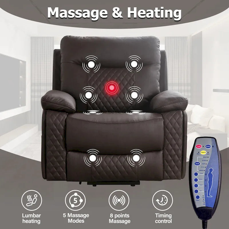 Power Reclining Chair with Massage and Heat
