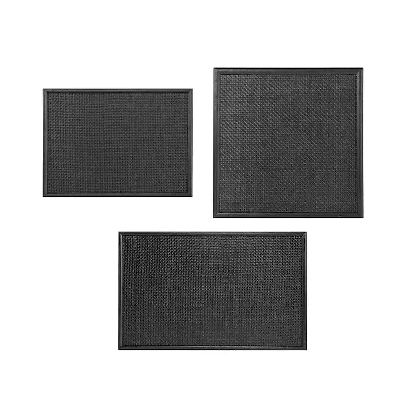 Black and Gold Rattan Nesting Side Tables, Set of 3