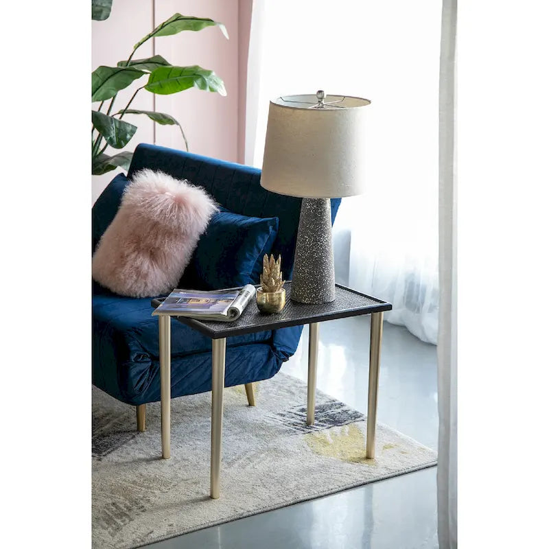 Black and Gold Rattan Nesting Side Tables, Set of 3