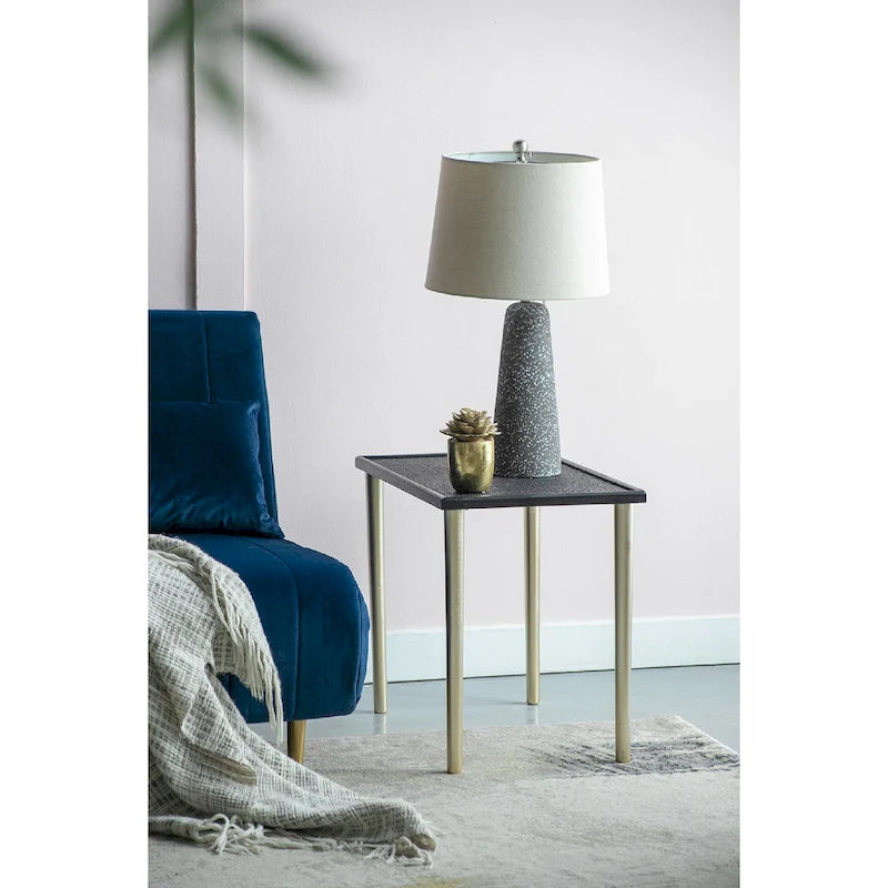 Black and Gold Rattan Nesting Side Tables, Set of 3