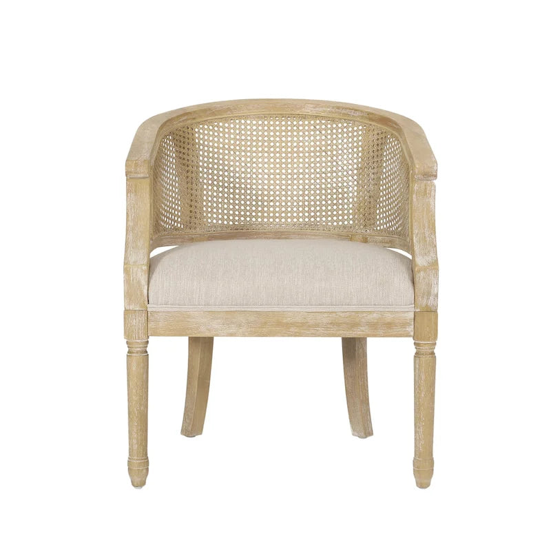 French Country Wood and Cane Accent Chair