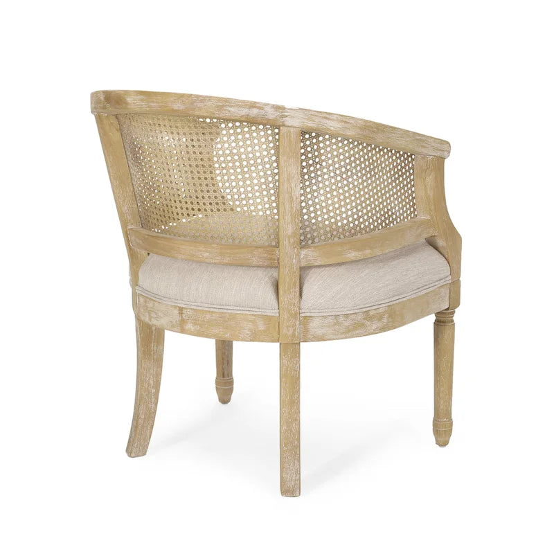 French Country Wood and Cane Accent Chair