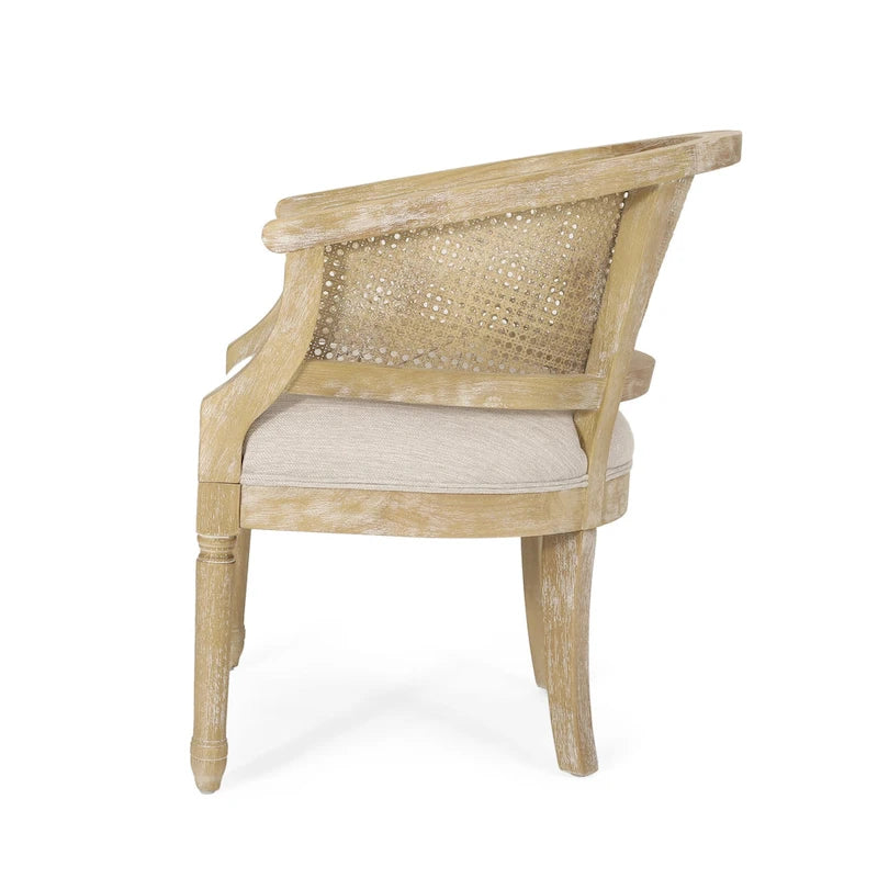 French Country Wood and Cane Accent Chair