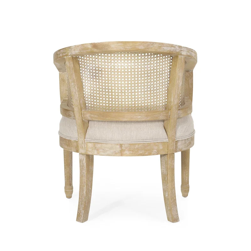 French Country Wood and Cane Accent Chair