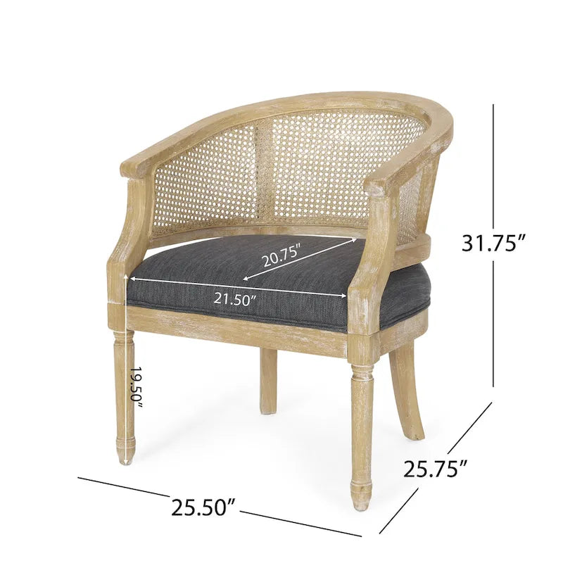 French Country Wood and Cane Accent Chair