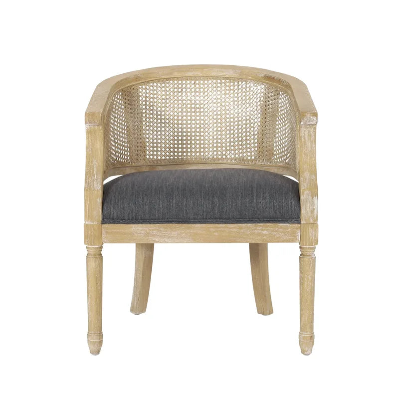 French Country Wood and Cane Accent Chair